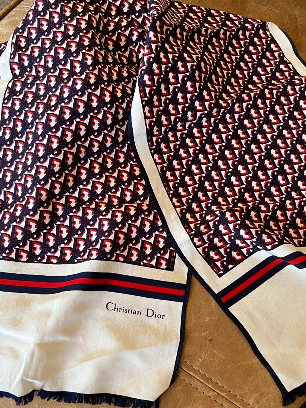Vintage Christian Dior Trotter monogram silk long scarf